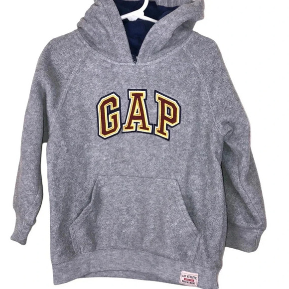 GAP GUC BOYS HOODIE TOP SHIRT GRAY FLEECE FALL WINTER KIDS TOPS CASUAL SIZE 4 - Picture 2 of 5